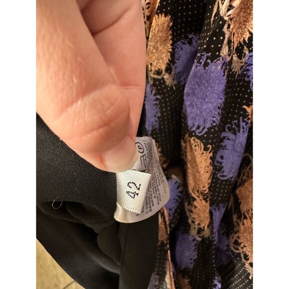 HOFMAN COPENHAGEN Purple Black Floral Elise Print Ruffles Mini Dress Size 42 - Picture 12 of 14
